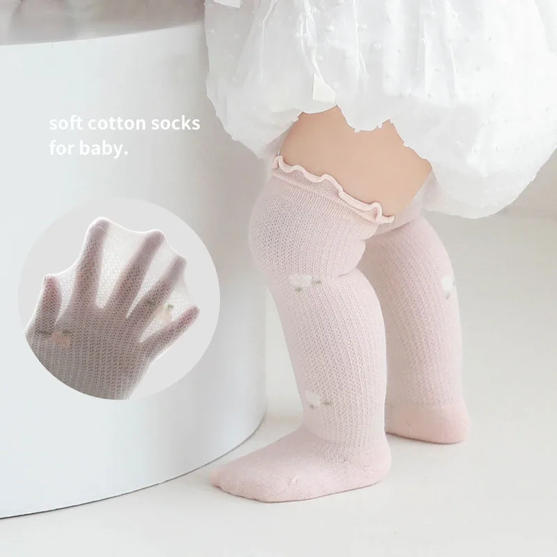 

5 Pairs Summer Baby Socks Thin Breathable Newborn Over-Knee Long Tube Cotton Stockings