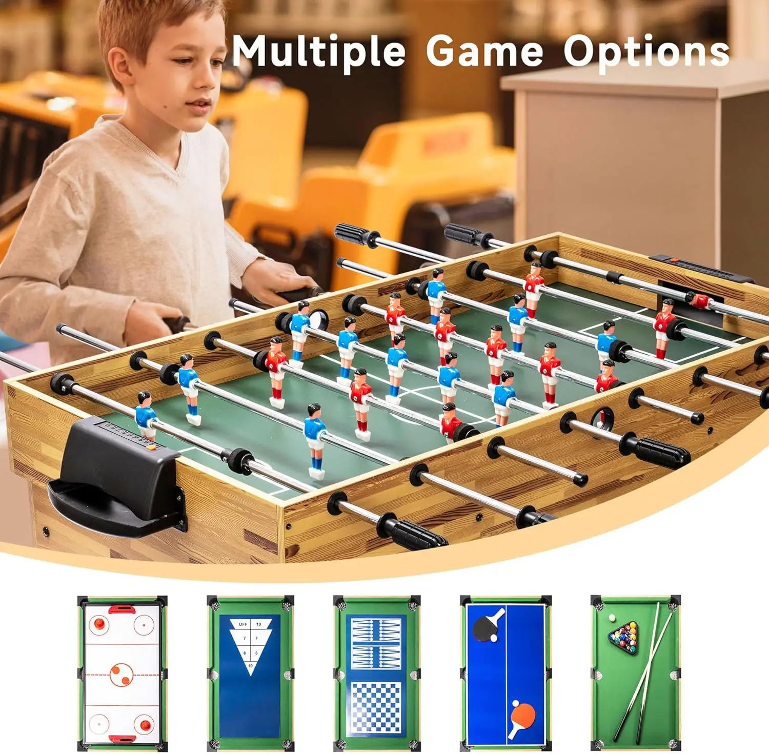 2x4ft 13-in-1 Combo Game Table Set for Home,Combination Tables for Game Room, Friends & Family w/Hockey, Football, Billiards 3
