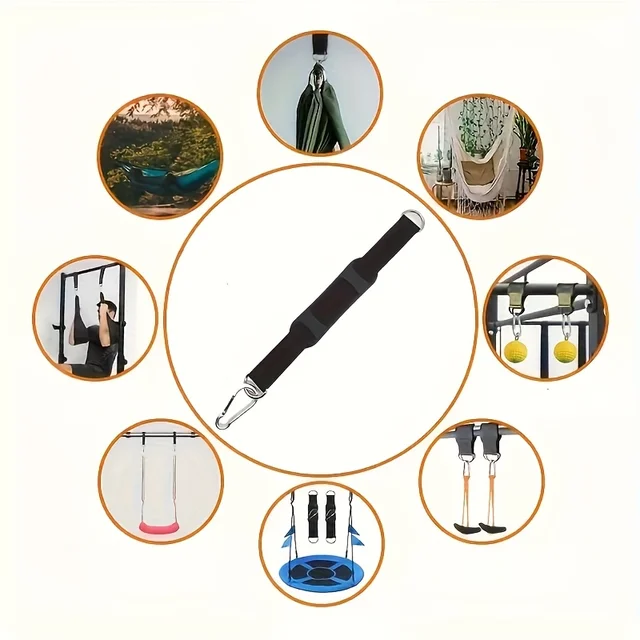 2Pcs Nylon Sling with Metal Hook - Versatile Gym Accessory for Sandbags, Boxing, and Hammocks, Black, Nylon Strap, Gym Equipment |   Durable Fitness Equipment |   Metal Hook Strap