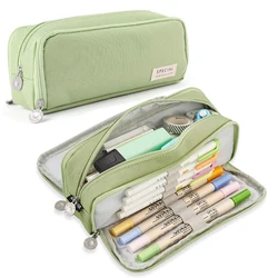 Spacious Multifunctional Pencil Case & Stationery Organizer for Students and Professionals (GREEN)