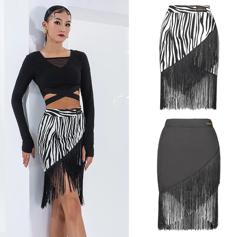 

Юбки для латиноамериканских танцев, Женская юбка для латиноамериканских танцев, национальная стандартная тренировочная одежда для соревнований по бальному танцу, SL4730