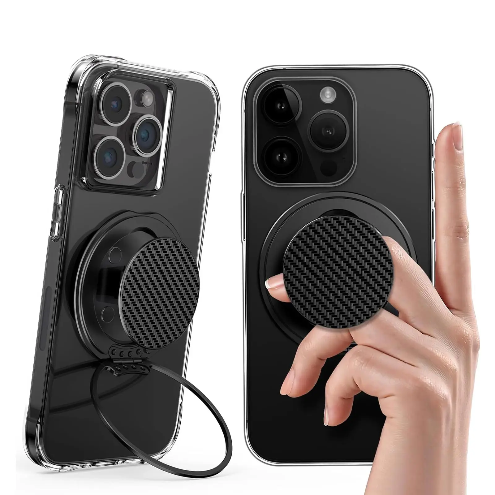 Ultra-Thin Foldable Magnetic Phone Grip with Strong Magnet and Ring