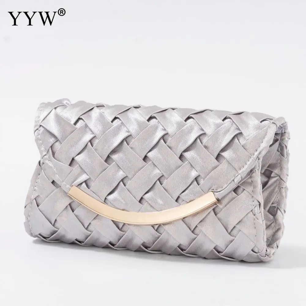 2023 New Women's Silk Hand-woven Hand-made Lock Handbags Flap Chain Shoulder Messenger Crochet Bag Dinner Party Clutch Bag