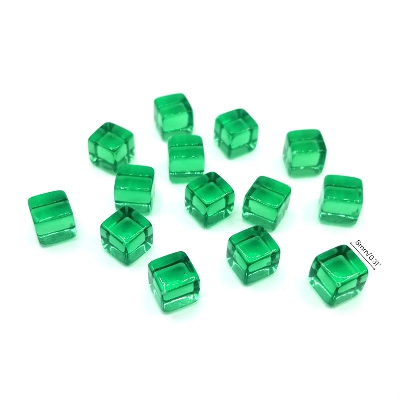 200Pcs 6 Side 8mm Clear Dices DIY Educational Dices Engraving Acrylic Blank D6 Party Family Board Game
