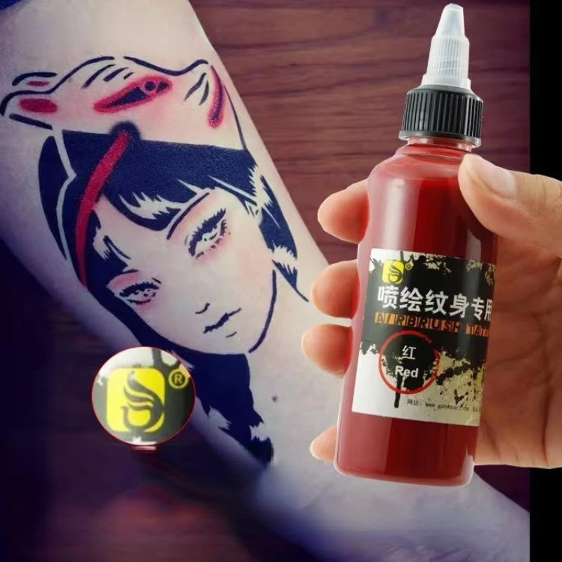 30ML/100ML temporary spray tattoo ink semi permanent makeup airbrush fake tattoo painting pigment for body art beauty supplies tattoo ink tattoo ink pigment