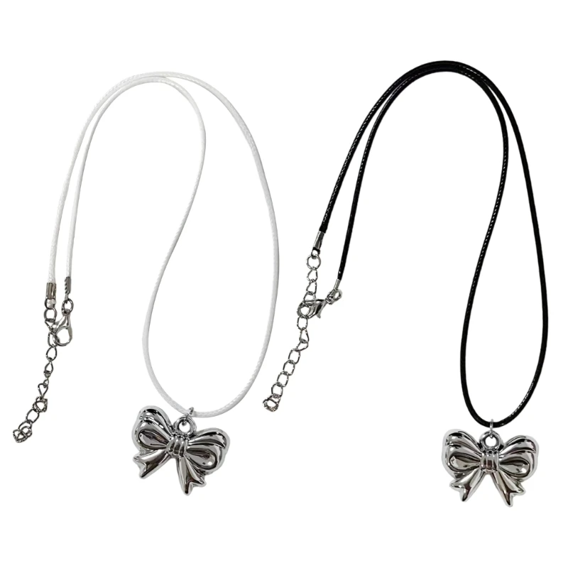 

Fashionable Bow Necklace Bowknot Pendant Neckchain Adjustable Chain Choker Handmade Collarbone Chain Gifts for Women