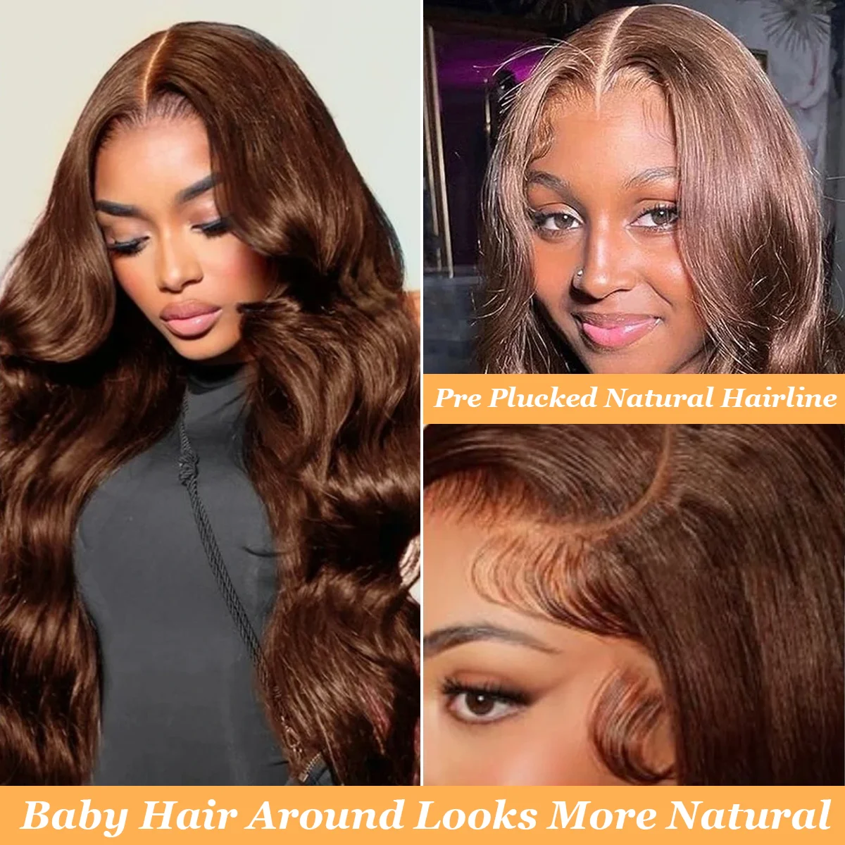 Body Wave 13x6 HD Transparent Lace Frontal Wig 36 Inch 220% Density #4 Chocolate Brown Real Brazilian Human Hair Wigs For Women 3