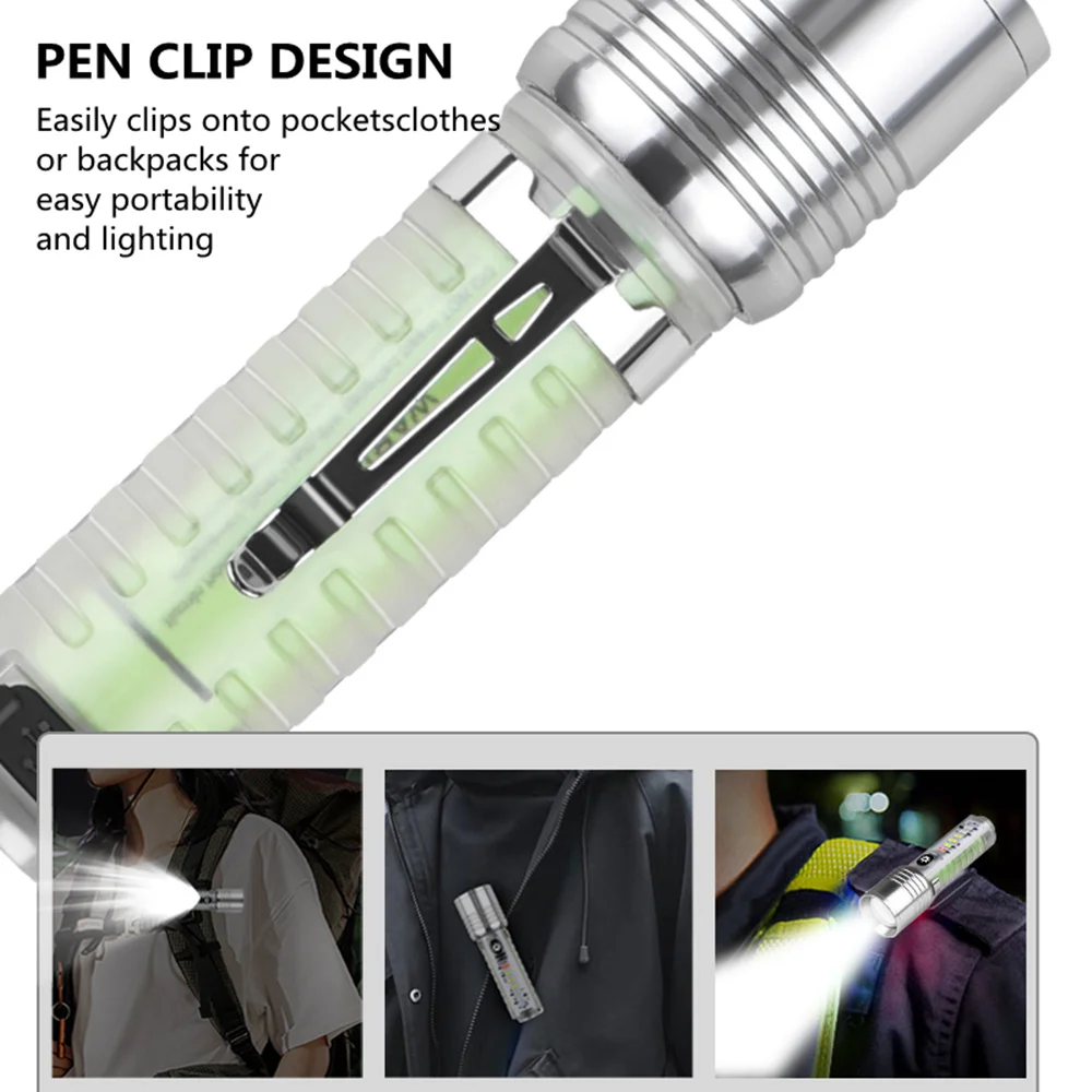 Lampe de poche à LED rechargeable par USB, zoomable, en