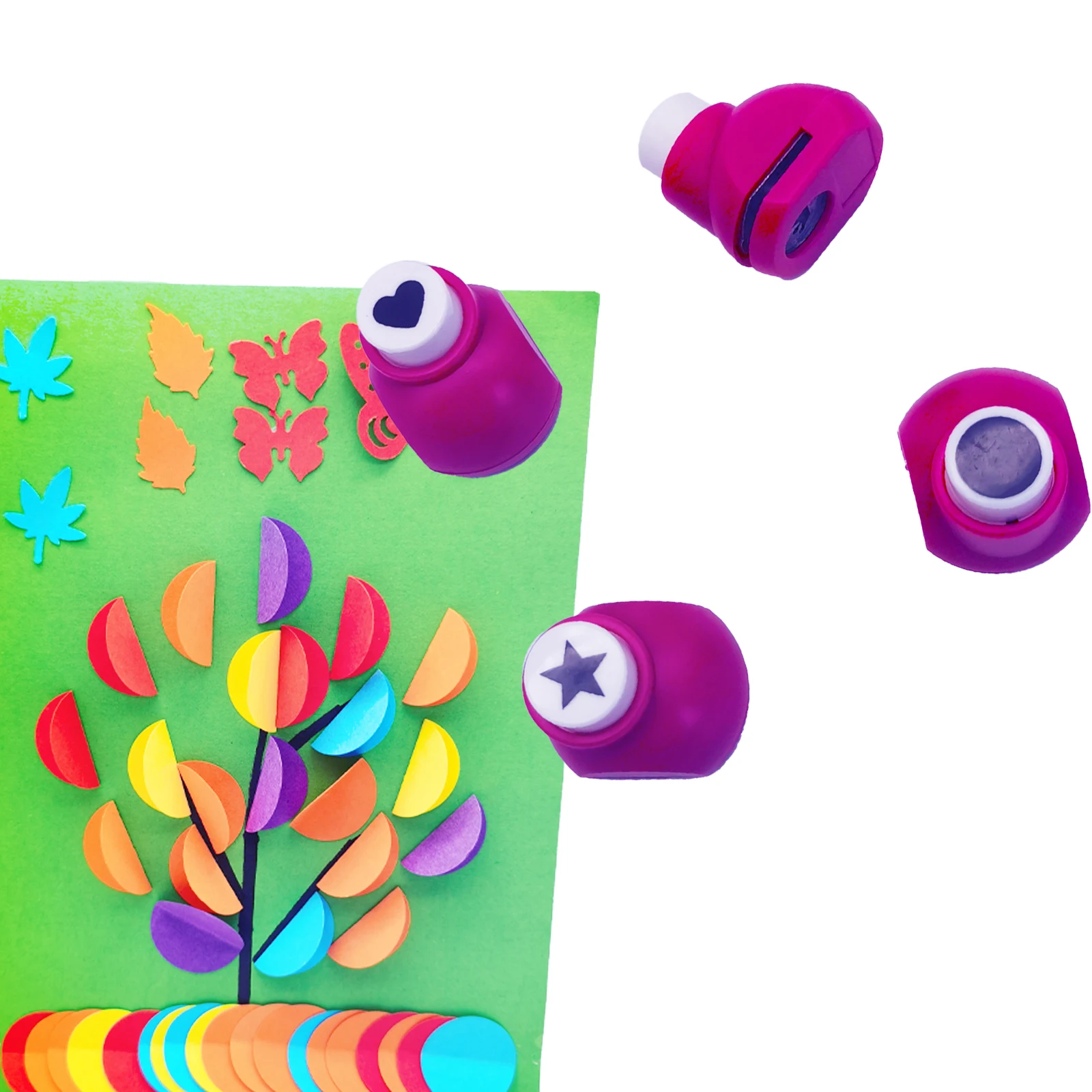 4개 미니 크래프트 펀치 세트, 4가지 패턴 테마, 스크랩북용 놀라운 컷아웃 모양, 예술 및 공예, DIY 세공품 등