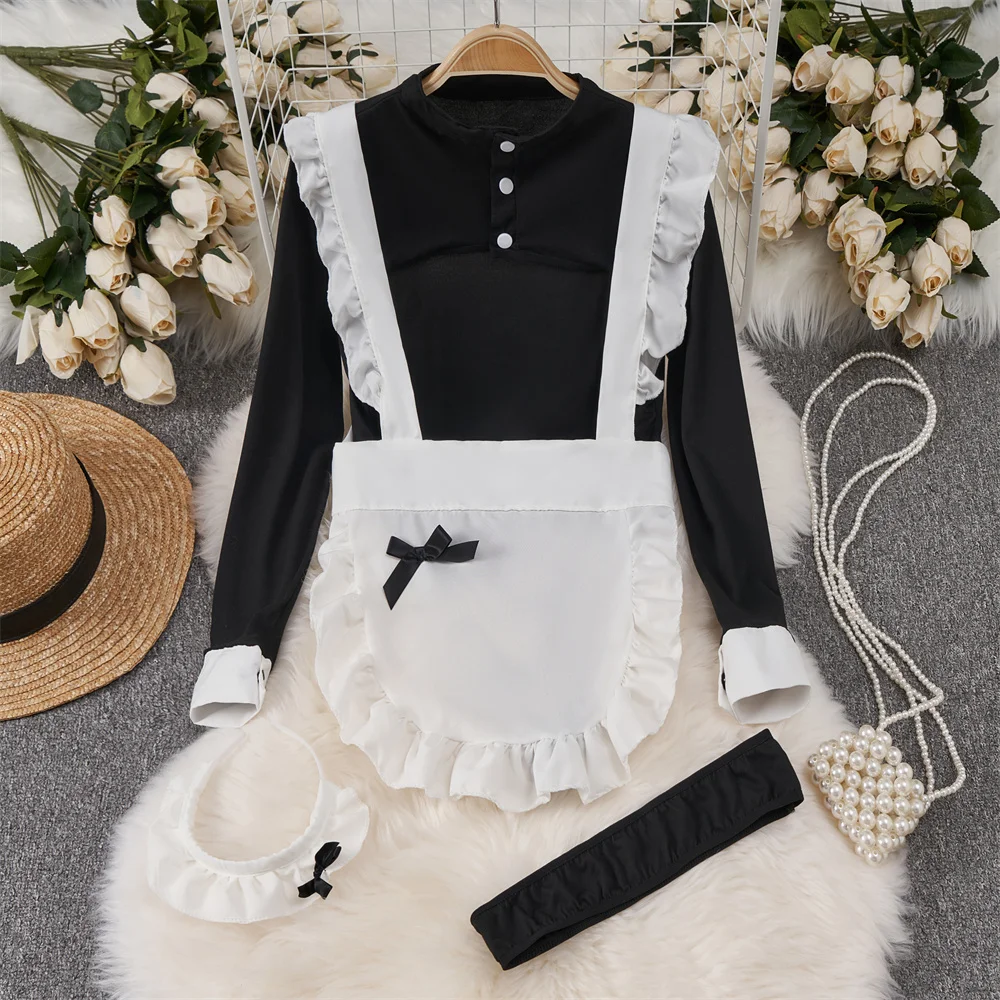 Japan Girls Vintage Cosplay Costume Sexy JK Uniform Skirt Suits Pajamas Outfits Erotic Striped Bow Tie Pleated Skirts Set 5