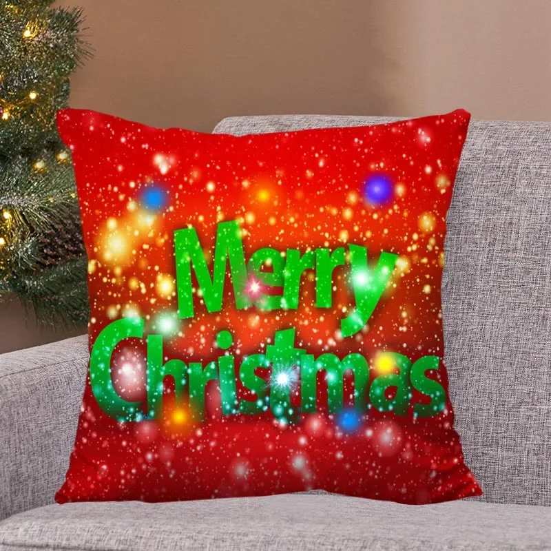 LED Light Cushion Cover Merry Christmas Decoration 2023 Throw
