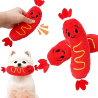 Dog Sound Plush Toy Hot Dog Chewing Toy Pet Grinding Teeth Squeaky Plush Toy Puppy Bite-resistant Interactive Chew Toy ﻿ 1