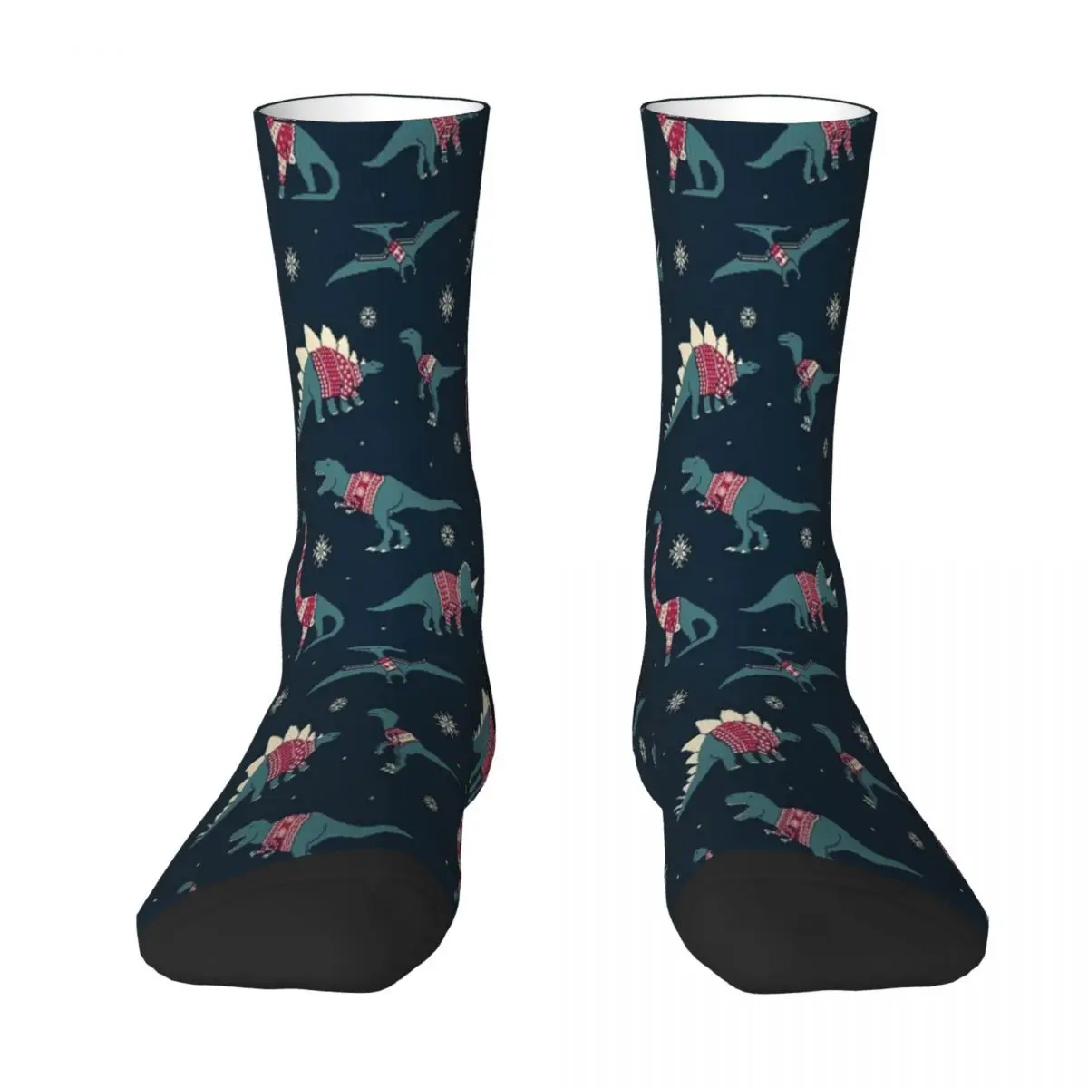 thumbnail image 1 of Calcetines de hombre con diseño de dinosaurios en suéteres, calcetines largos hasta la rodilla, calcetines de pareja, medias de hip hop con personalidad para patinetas, 1 of 5