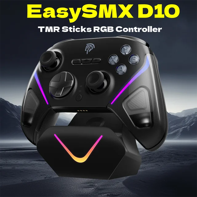 EasySMX TMR Stick Controller D10 Wireless Gamepad Compatible with PC/Switch/Steam/Phone/TV, Charging Dock, Micro Triggers