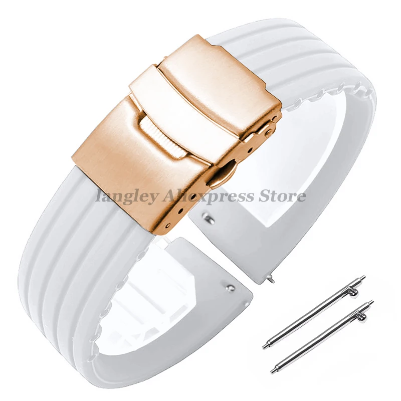 thumbnail image 1 of Correa de reloj de silicona de liberación rápida de 18 mm, 20 mm, 22 mm y 24 mm para Huawei Watch Gt2/3/4 de 46 mm para Fossil y Seiko, correas deportivas de goma, 1 of 5