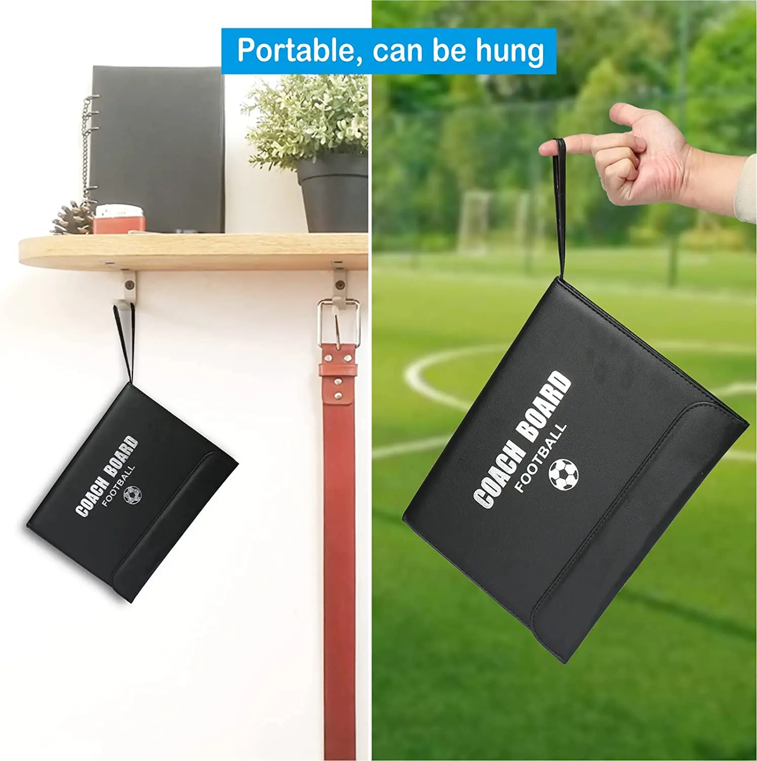 Soccer Tactical Board Foldable Magnetic Soccer Strategy Coaching Board Erasable Coaches Clipboard with Magnets and Marker Pen Soccer Accessories