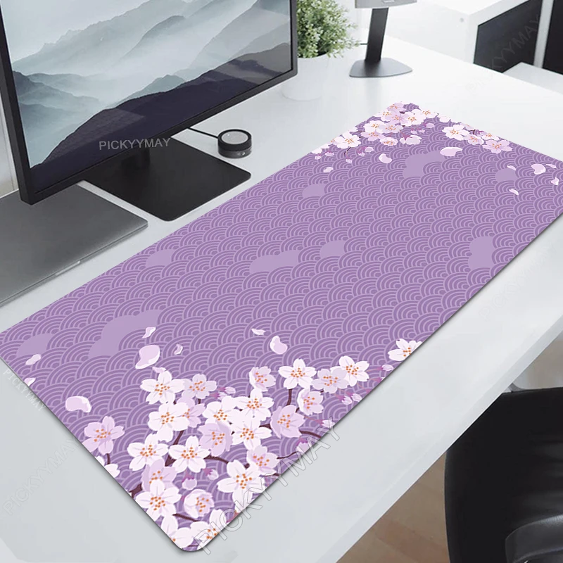 Grande Green Gaming Mouse Pad Computador Mousepad Tapete de Teclado Grande Gamer Mouse Pads Estética Desk Mats 100x50cm Sakura - Imagem 3