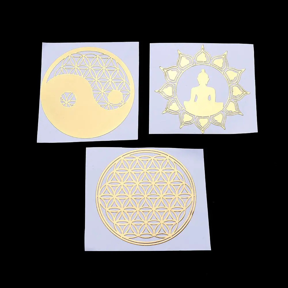 Sacred Geometry Gold Copper Metal Art Sticker for Crafting and Jewelry Making