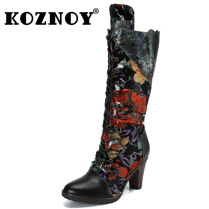 

Новинка козно 6 см из синтетической ткани из натуральной кожи большого размера Осень Весна до лодыжки сапоги до колена женские этнические модные туфли на молнии