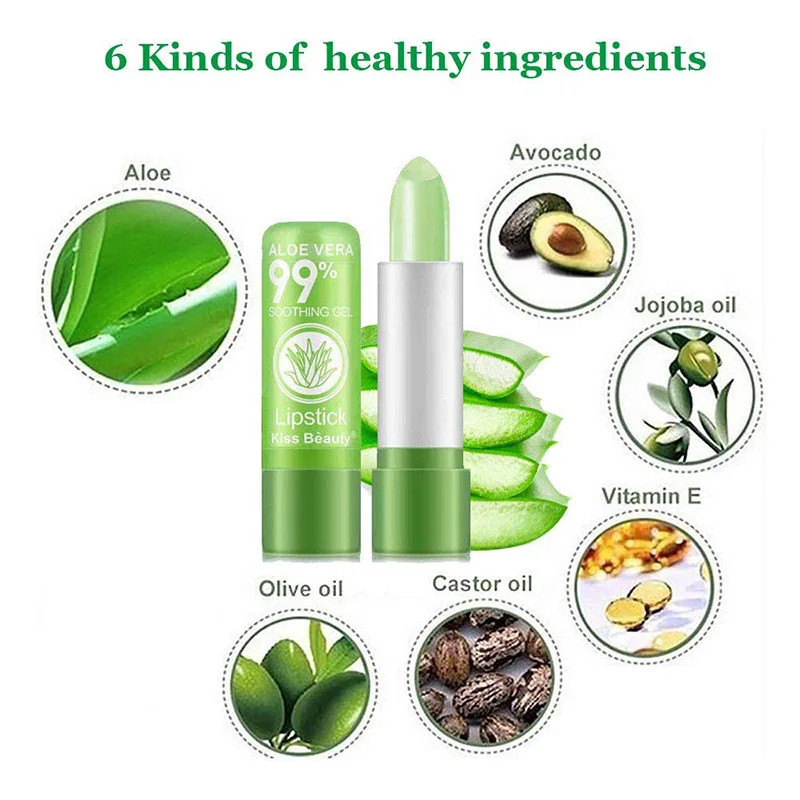 12Pcs/set Aloe Vera Lip Balm Color Changing Tinted Lip Balm Long Lasting Nutritious Temperature Moisturizing Lipstick 4