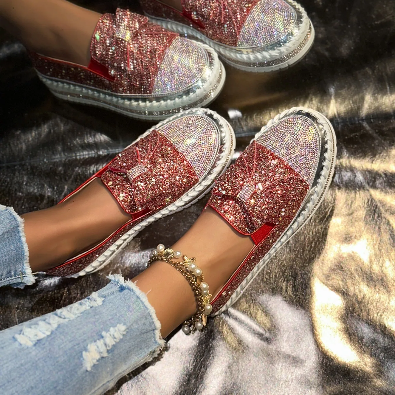 Women Sneakers Fashionable Diamonds - Uniqwear