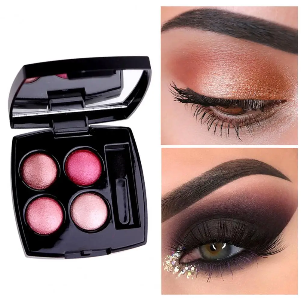 Multicolor Pearlescent 4 Colors Eye Shadow Plate Portable Cosmetic Eyeshadow Palette for Girl