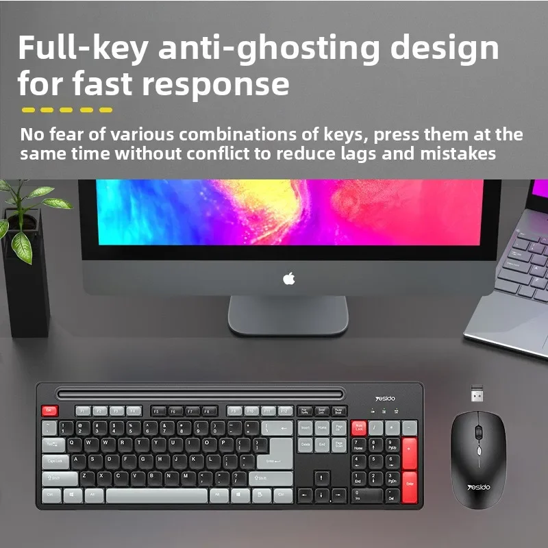 Hot Sale Portable USB Wireless Keyboard & Mouse Set for Desktop & Laptop Silent Mouse Set Suitable for Home Game & Office Use