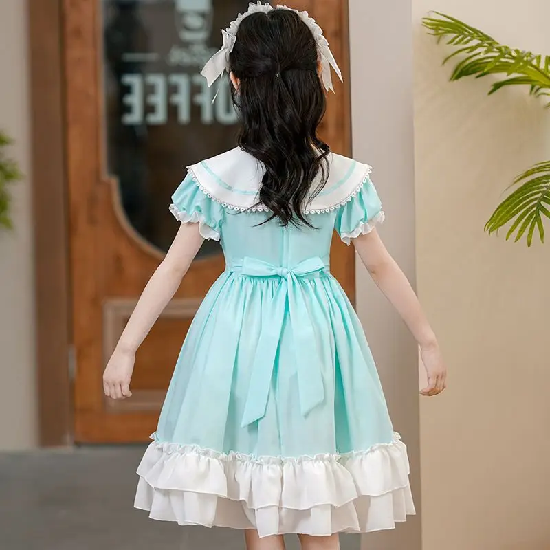 Women Alice Lolita Angel Short Sleeve Cotton Princess Dress Gothic Tank Dress Costume Cute Anime Maid Layer for Girls