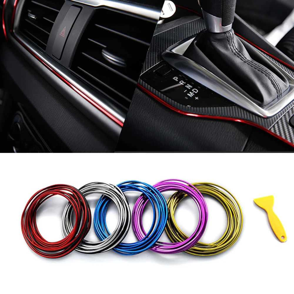 5M Interni Auto Stampaggio Trim Strisce FAI DA TE Flessibili Antigraffio Linee 5m Decorazione Striscia Cruscotto Auto-styling Accessori