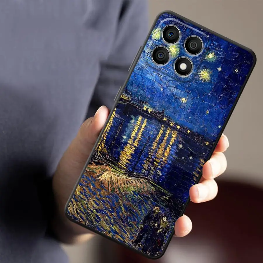 Van Gogh Starry Night Black Soft Phone Case Cover
