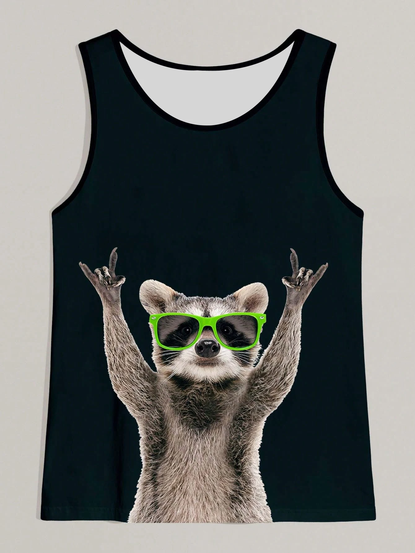 Hypemode Men's Raccoon Print O Neck Casual Versatile Vest Basketball Jersey Basketball Training Top Adult Children Men Clothing