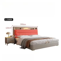 Lit double blanc de style nordique en cuir avec rangement, design pour chambre principale, accessoires de maison 5
