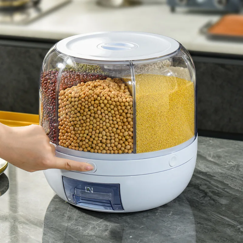 

10kg 5kg 360 Degree Rotating Rice Dispenser Sealed Dry Cereal Grain Bucket Dispenser Moisture-proof Kitchen Food Proof Sealed
