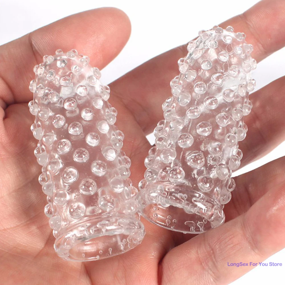 Finger Condoms Adult Sex Toys Spike Condom Women Stimulation Female Vagina Clitoris Silicone dotted Finger Coats Adult supplies 4