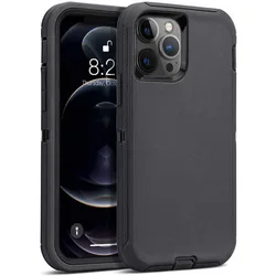Military-Grade Shockproof Silicone Phone Case - Heavy Duty Slim Protective Cover, 2-Pack for iPhone 13 Pro (Black case)