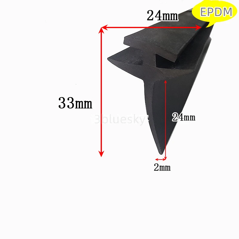 Gap Cover Epdm Rubber T Strip Glass Metal Wood Edge Encloser Shield Cavo Per Auto Guarnizioni Fotovoltaiche Solari Striscia 24X33Mm Nero
