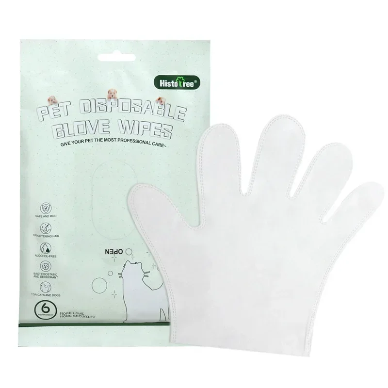 Pet Disposable Cleaning Gloves Wash Free Cats Dogs SPA Bath Supplies Massage Non Woven Fabric No Rinse Soft Eye Wipes 6
