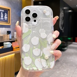 Tulip Flower Soft TPU Wrist Strap Phone Holder Case for iPhone 14 Pro Max (WNY66T)