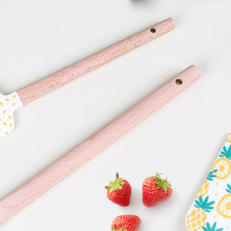 Silicone Cream Spatula Set Non-stick Baking Scrapers Heat-resistant Fruit Pattern Kitchen Baking Tools DIY Cake Tools