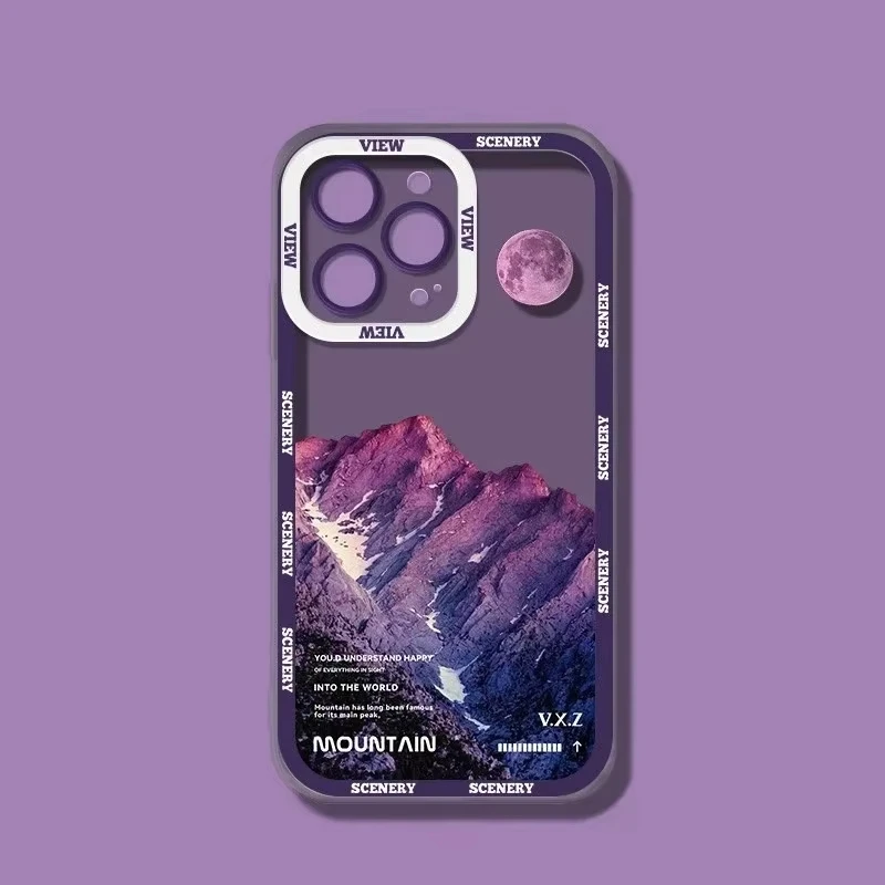 Purple Blue Sunset Snow Mountain Natural Scenery Bumper Phone Case