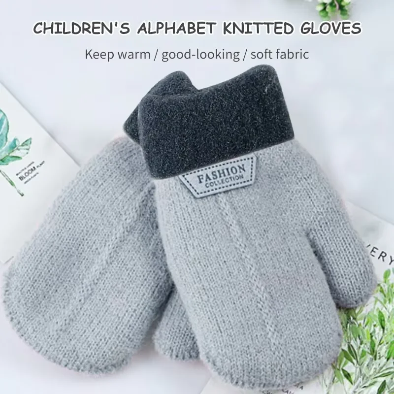 1 PCS New Cute Boys Girls Gloves Winter Thick Warm Knitted Mittens For Newborn Kids 03Y Children Gloves Gift