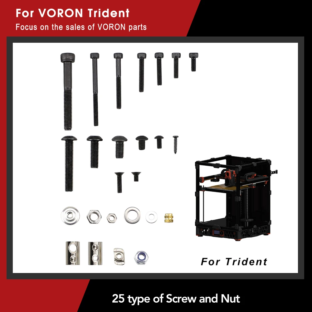 

Trident 3D Printer DIY Project Fasteners Screws Nuts Full Kit Rident 3D Printer Screws Full Kit For Voron Trident Parts