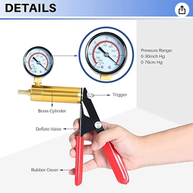 0-140PSI 연료 인젝터 인젝션 펌프 압력 테스터 게이지 키트 및 휴대용 진공 펌프 테스터 세트