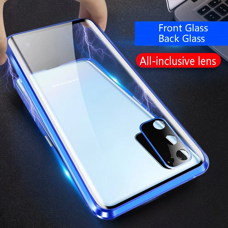 

360 Metal Magnetic Glass with phone Case For Samsung Galaxy Note20 Ultra glass Phone shell Lens Protection Back Cover Coque