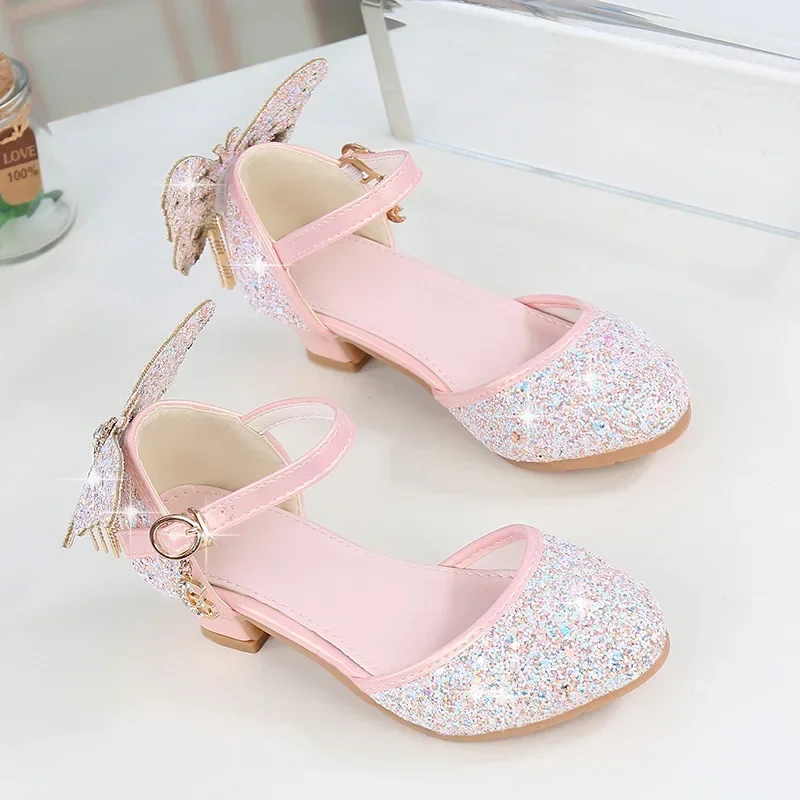 Zapatos Ni&ntilde;aGirl Leather Shoe Girl Sandals Fashion Princess Shoes Crystal Shoes High Heel Kid Shoe Girl Mary Jane
