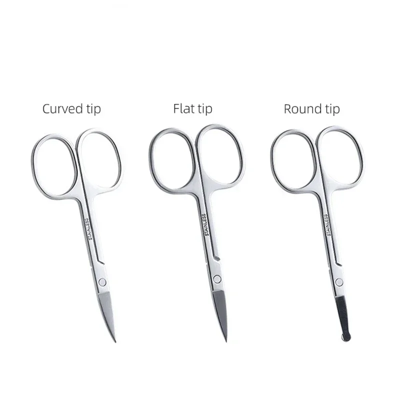 Heallor Mini Stainless Steel Portable Curved Mustache Eyebrow Nose Ear Hair Remover Scissor Trimmer Safety Tips Nail Cuticle Cut 2