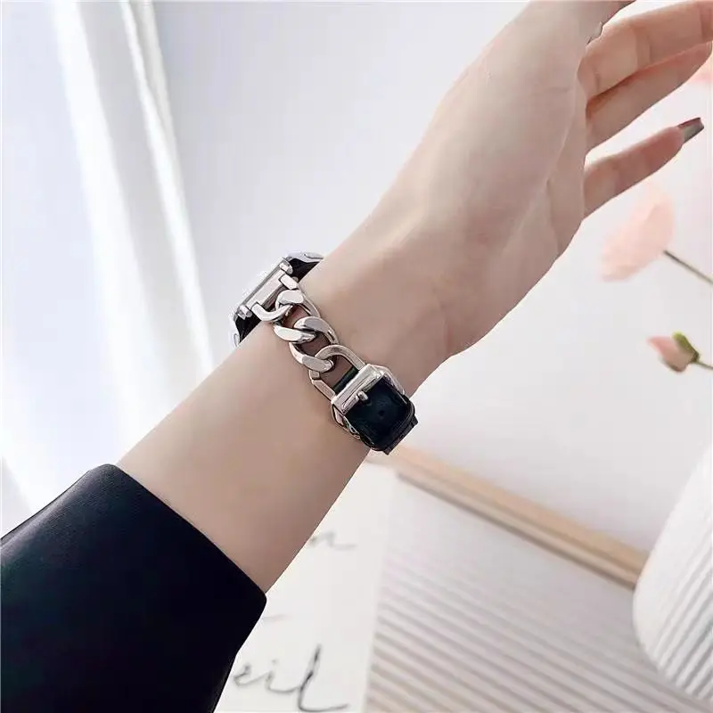 Leather Link Watch Strap - Premium Sport Bracelet 44mm/40mm