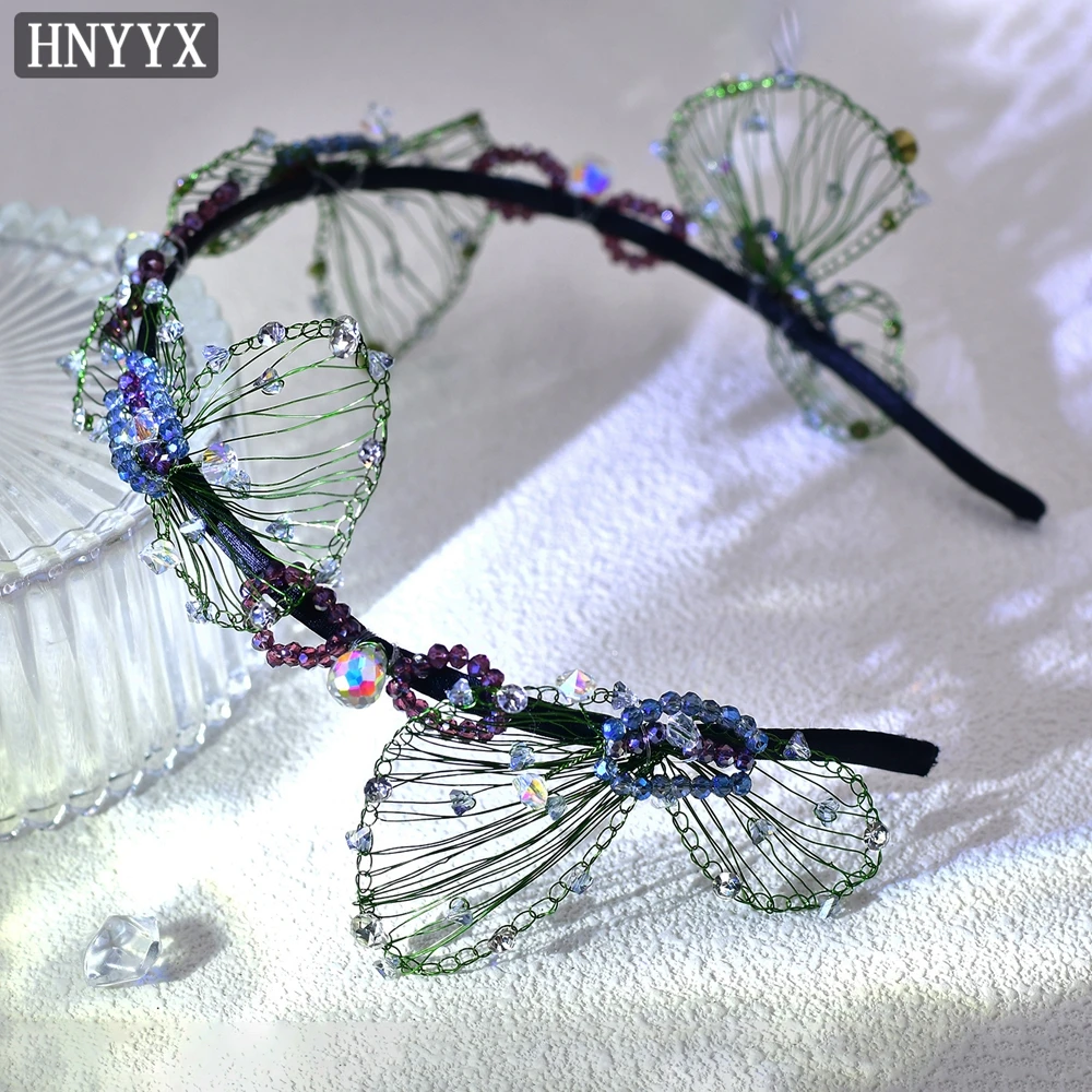 

HNYYX Crystal Headband Fashion Butterfly Shape Hairhoops Elegant Hair Accessories Rhinestone Hair Wear Party Hair Pieces A83