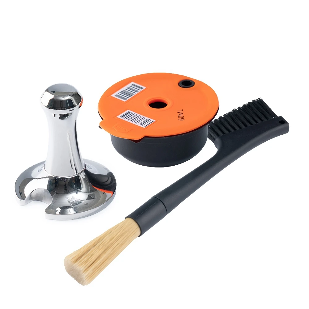 

180ML Reusable Coffee Capsules with Coffee Powder Hammer Double Head Coffee Brush for Machines