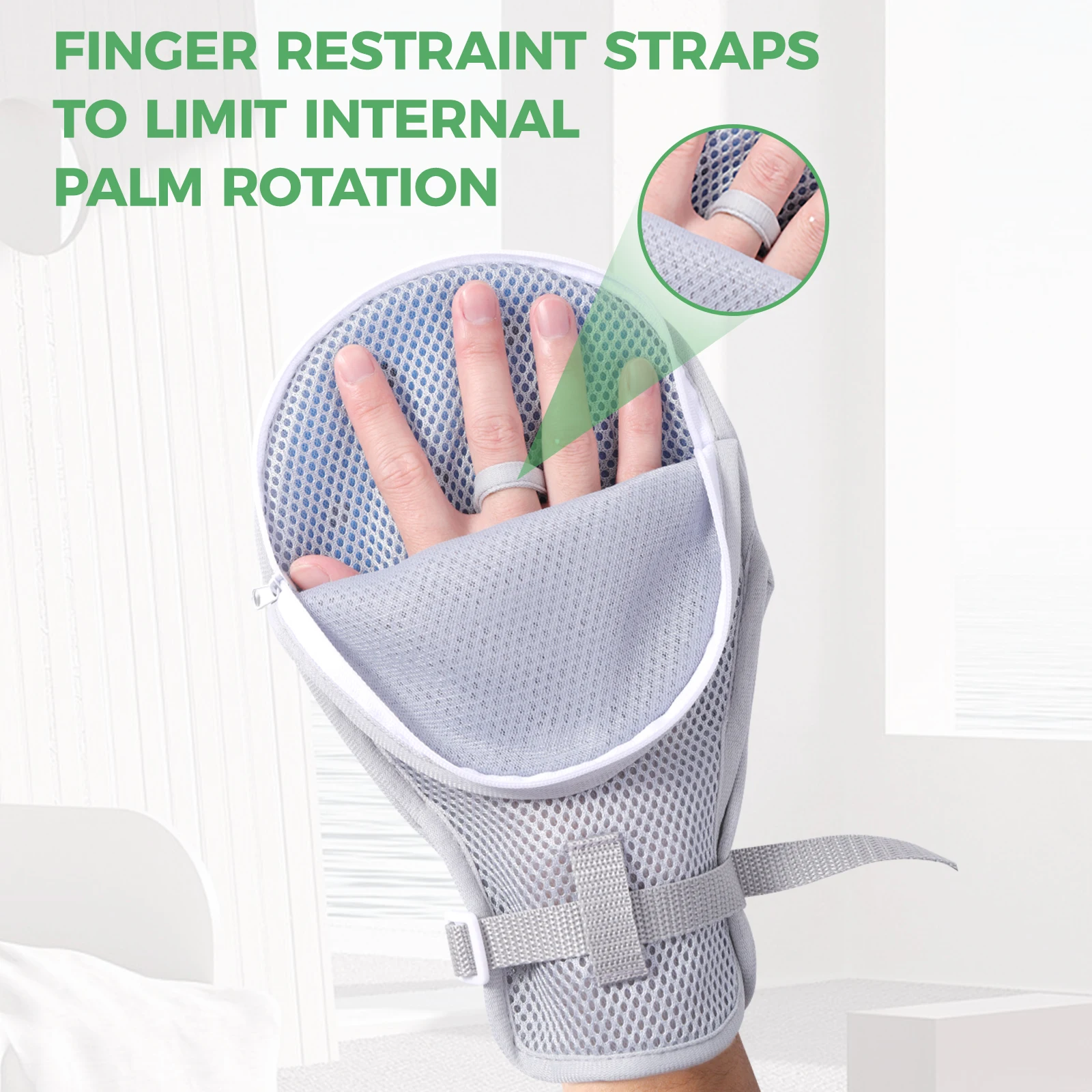 Lefeke Breathable Restraint Gloves Zip-Up Bed Restraints Mitts Dementia Patients Elderly Autistic Child Hand Protective Gloves 5